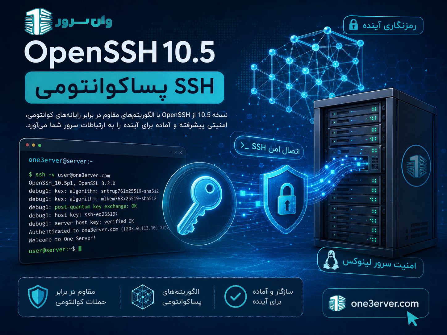 OpenSSH 10.5 و امنیت SSH پساکوانتومی روی سرور لینوکس