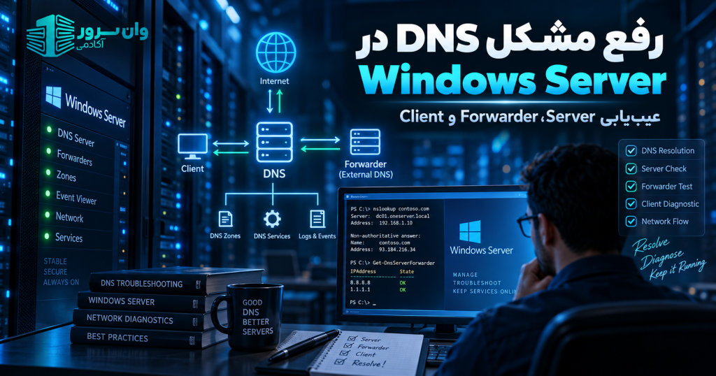 رفع مشکل DNS در Windows Server؛ آموزش عیب‌یابی Server، Forwarder و Client