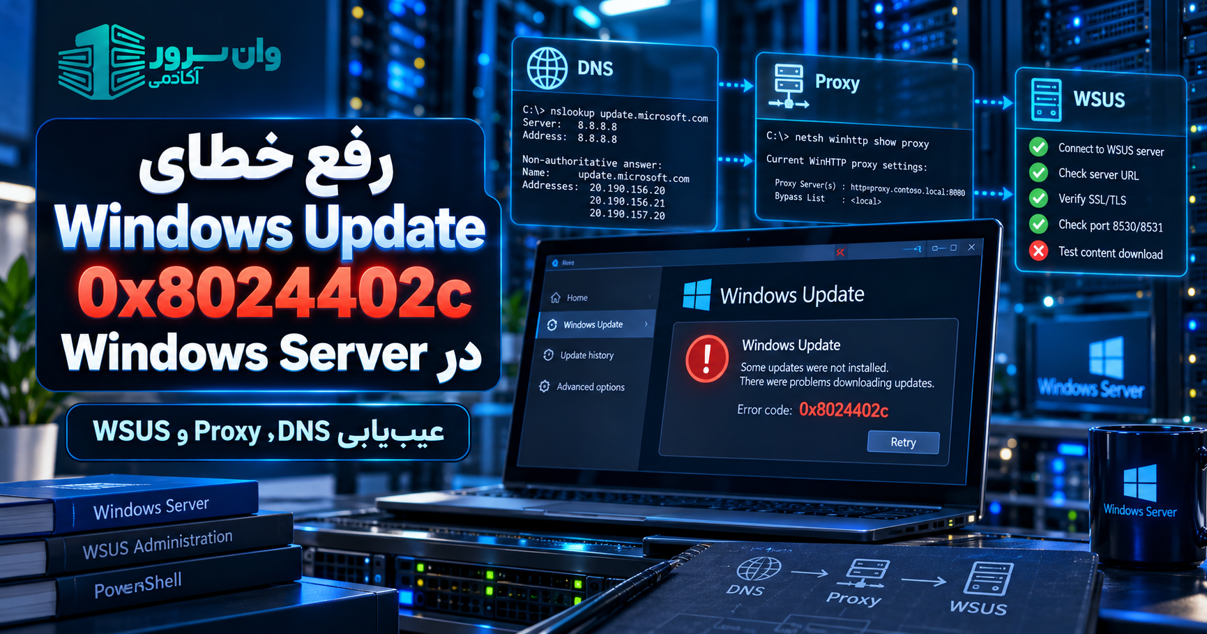 رفع خطای Windows Update 0x8024402c در Windows Server؛ عیب‌یابی DNS، Proxy و WSUS