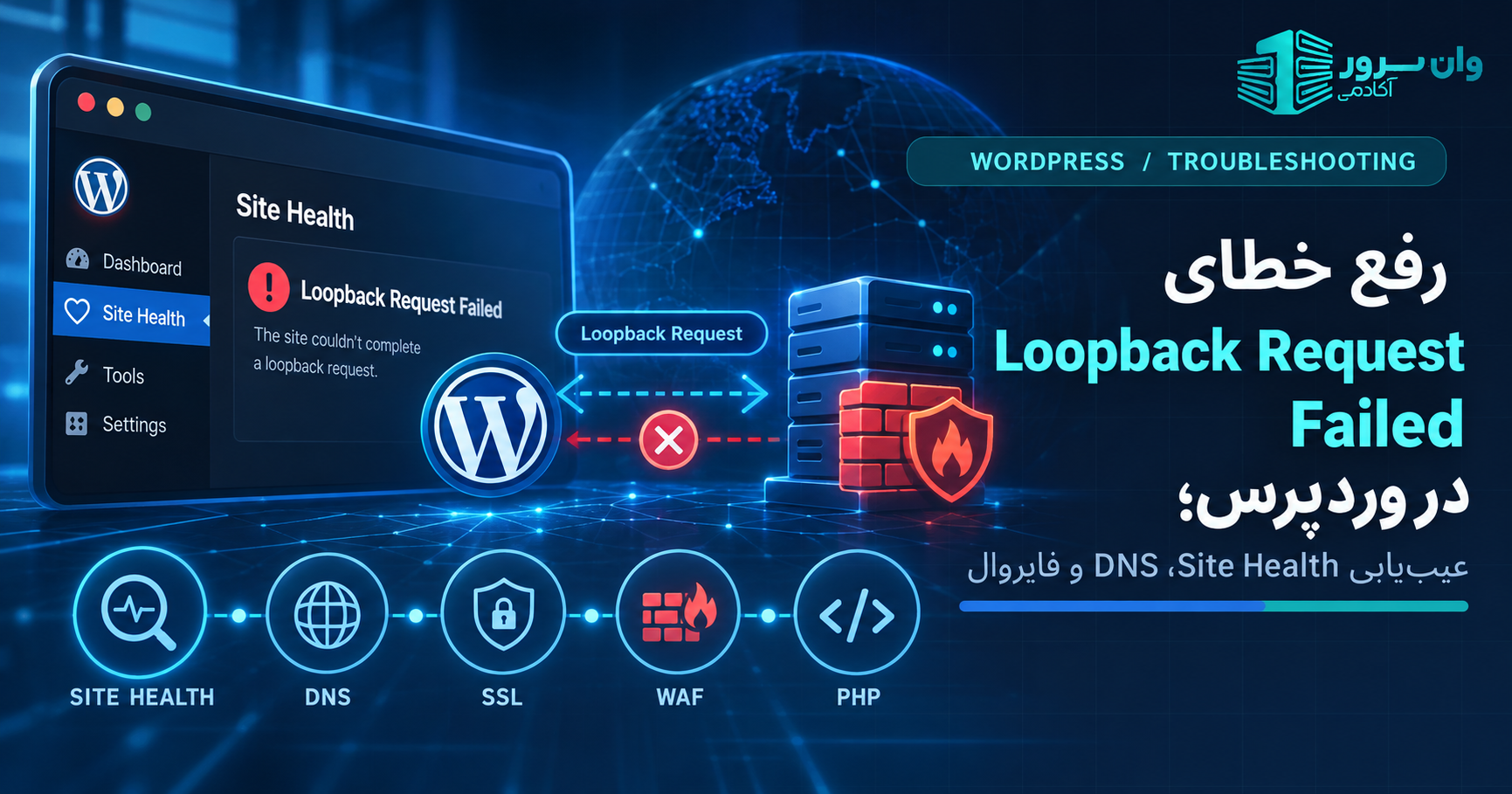 رفع خطای Loopback Request Failed در وردپرس؛ عیب‌یابی Site Health، DNS و فایروال